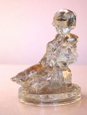 Vintage L.E. Smith Glass Figurine – Child with Geese | Clear Art Glass